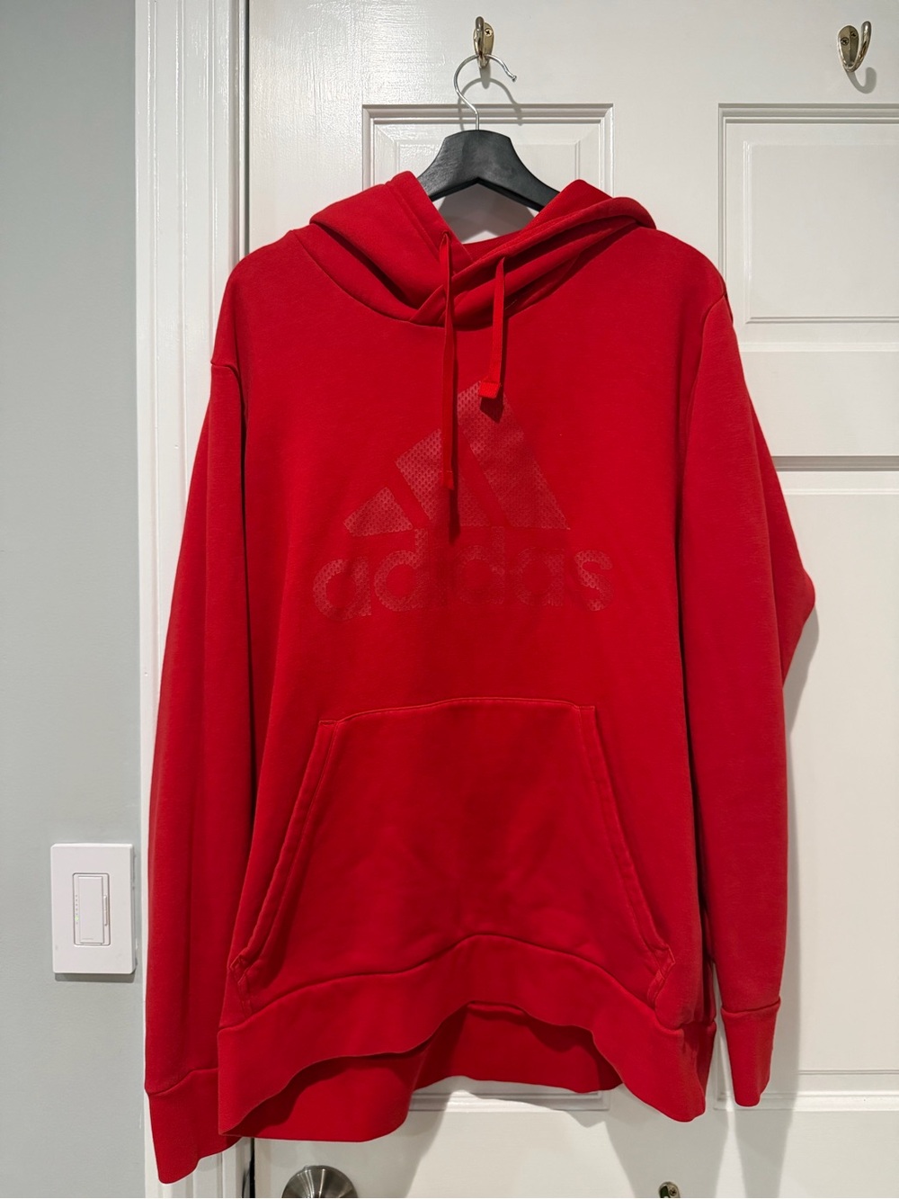 adidas Men’s Red Pullover Hoodie Sweatshirt